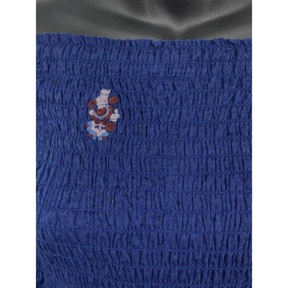 Free People Counting Daisys Navy Blue Dress Smocked Embroidered Extra Small NEW - Picture 7 of 11